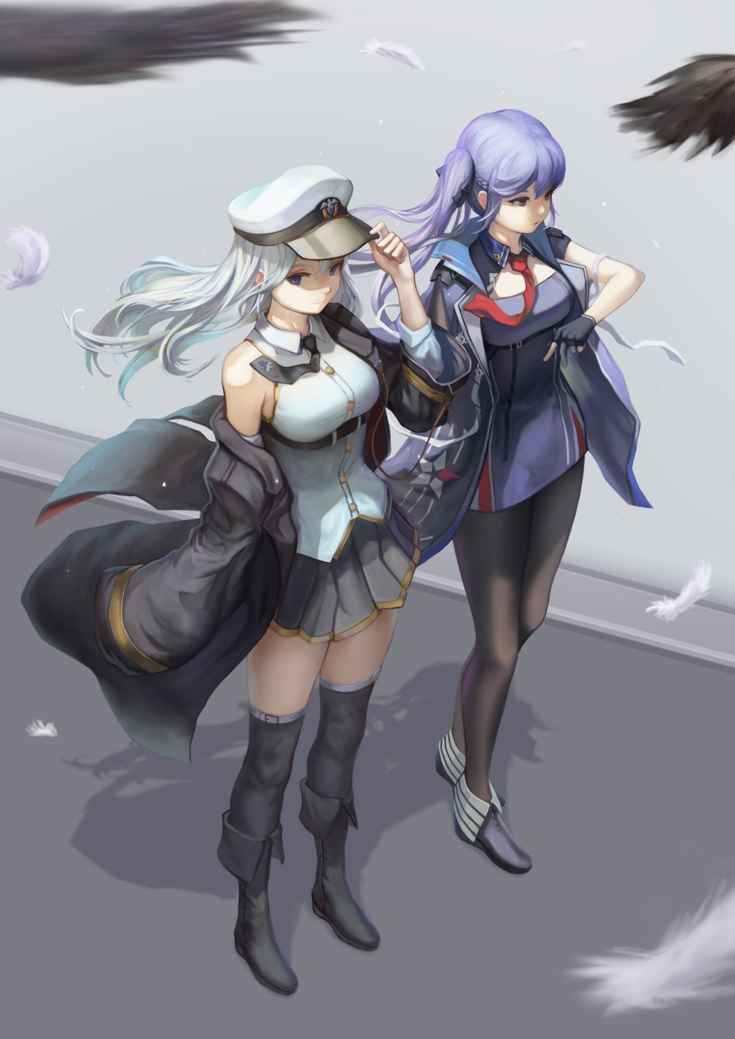 azur_lane, dori_(9720xyz), enterprise_(azur_lane), essex_(azur_lane), pantyhose, thighhighs, uniform