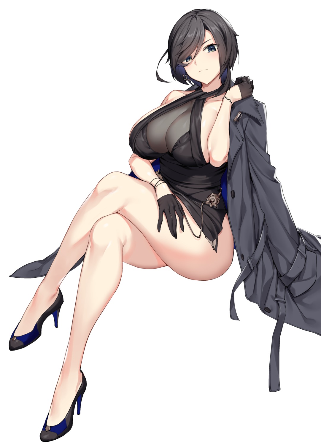 ark_royal_(azur_lane), azur_lane, breast_hold, dress, heels, icomochi, no_bra, see_through, skirt_lift
