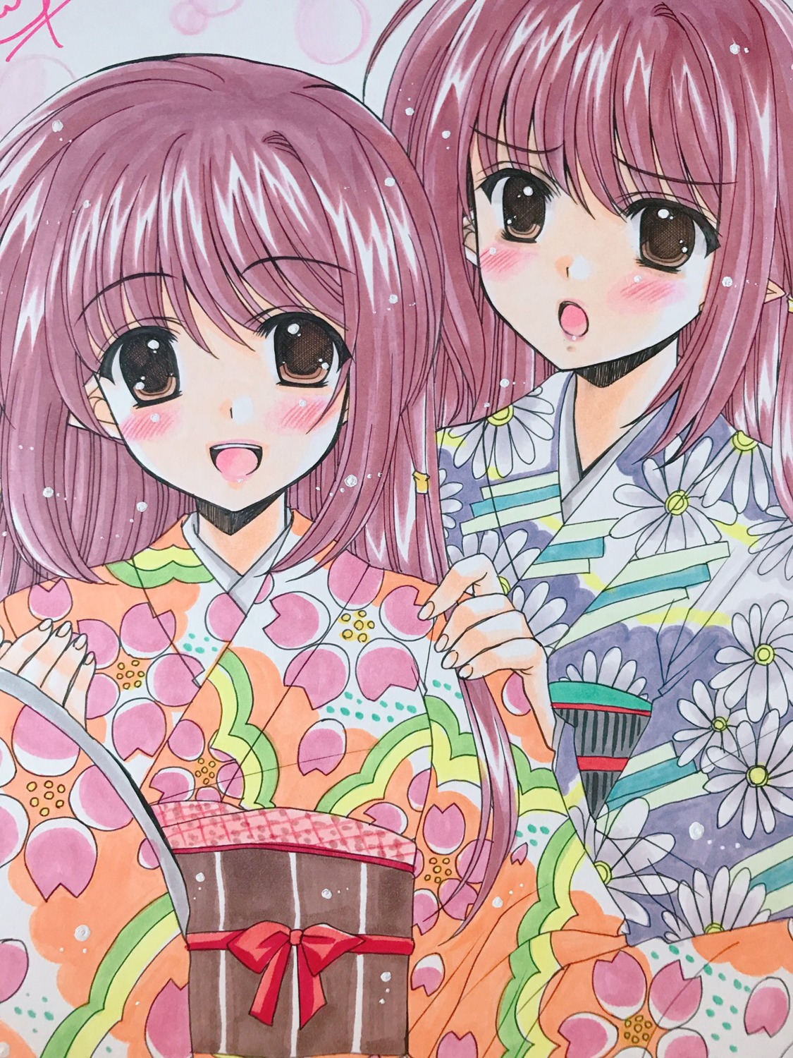 kikyou, kimono, lisianthus, navel, nishimata_aoi, pointy_ears, shuffle