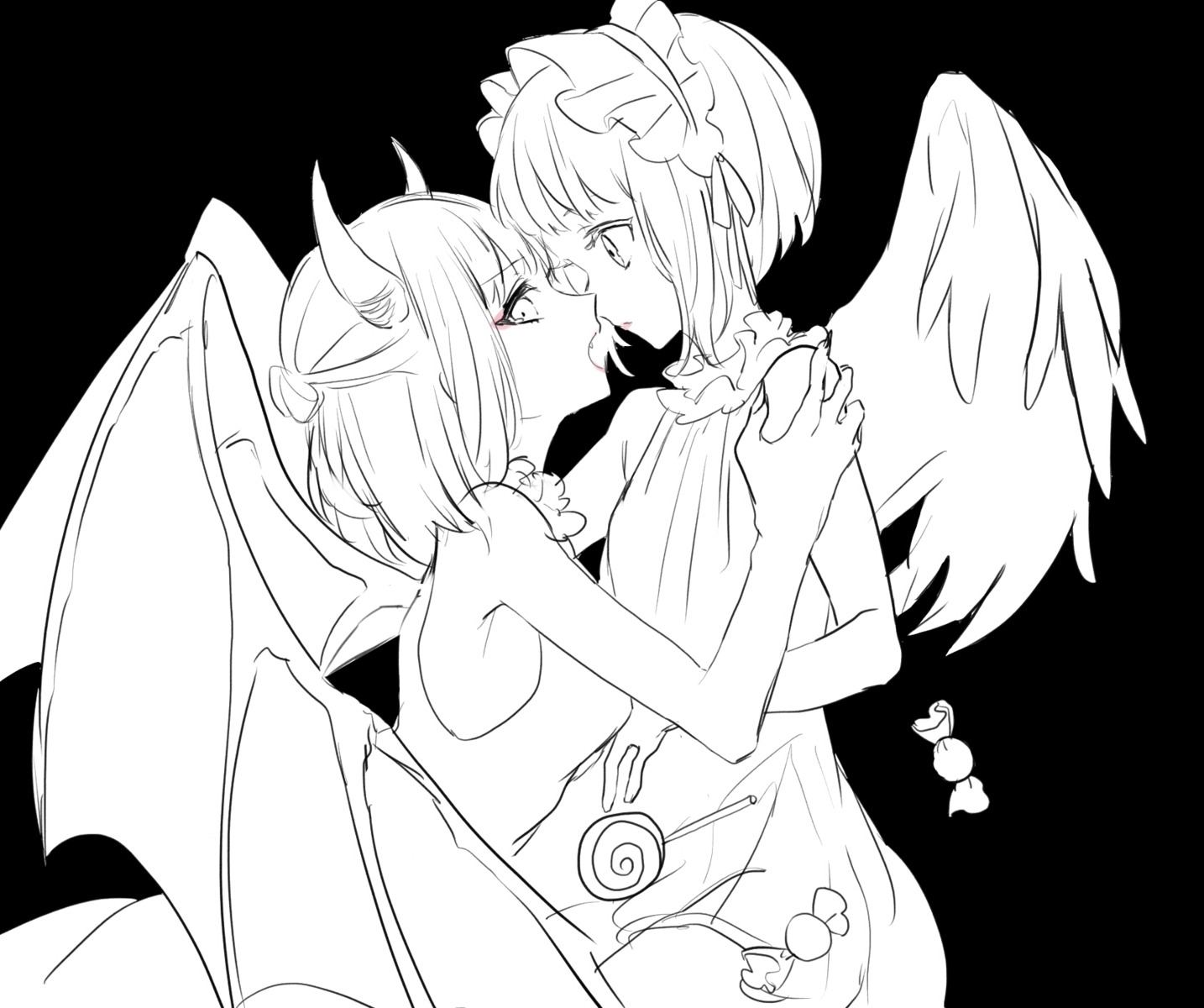 czech_republic_(hetalia), dress, furumachi, hetalia_axis_powers, horns, liechtenstein, monochrome, sketch