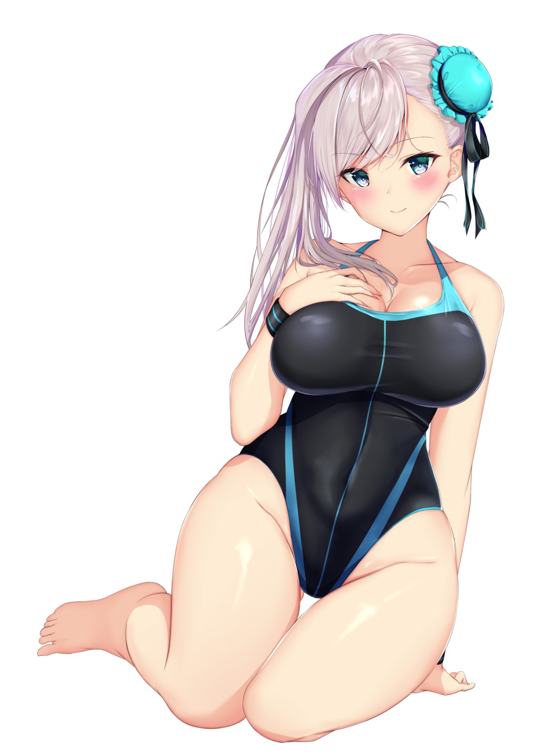 breast_hold, cleavage, fate/grand_order, miyamoto_musashi_(fate), namaponpon_00, swimsuits