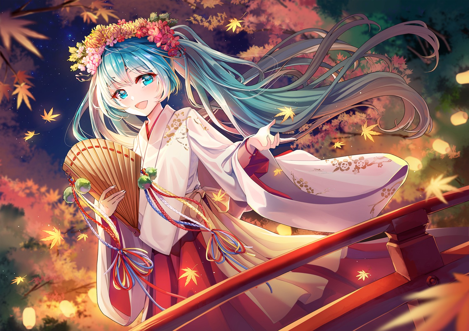 artist_revision, hatsune_miku, japanese_clothes, kyoto_nippon_festival, lalazyt, miko, vocaloid
