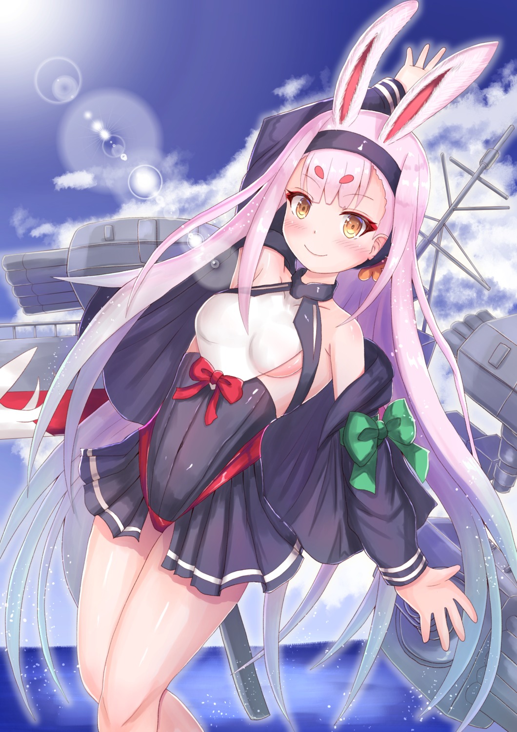animal_ears, azur_lane, azur_lane_crosswave, bunny_ears, cocoasabure, leotard, no_bra, shimakaze_(azur_lane)
