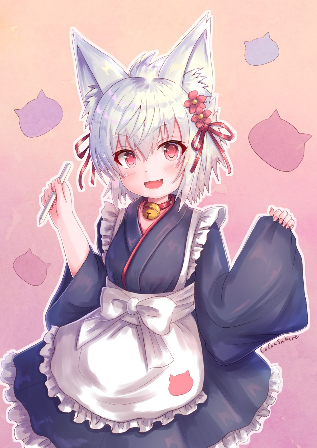 animal_ears, cocoasabure, final_fantasy, final_fantasy_xiv, japanese_clothes, kitsune, lalafell, maid