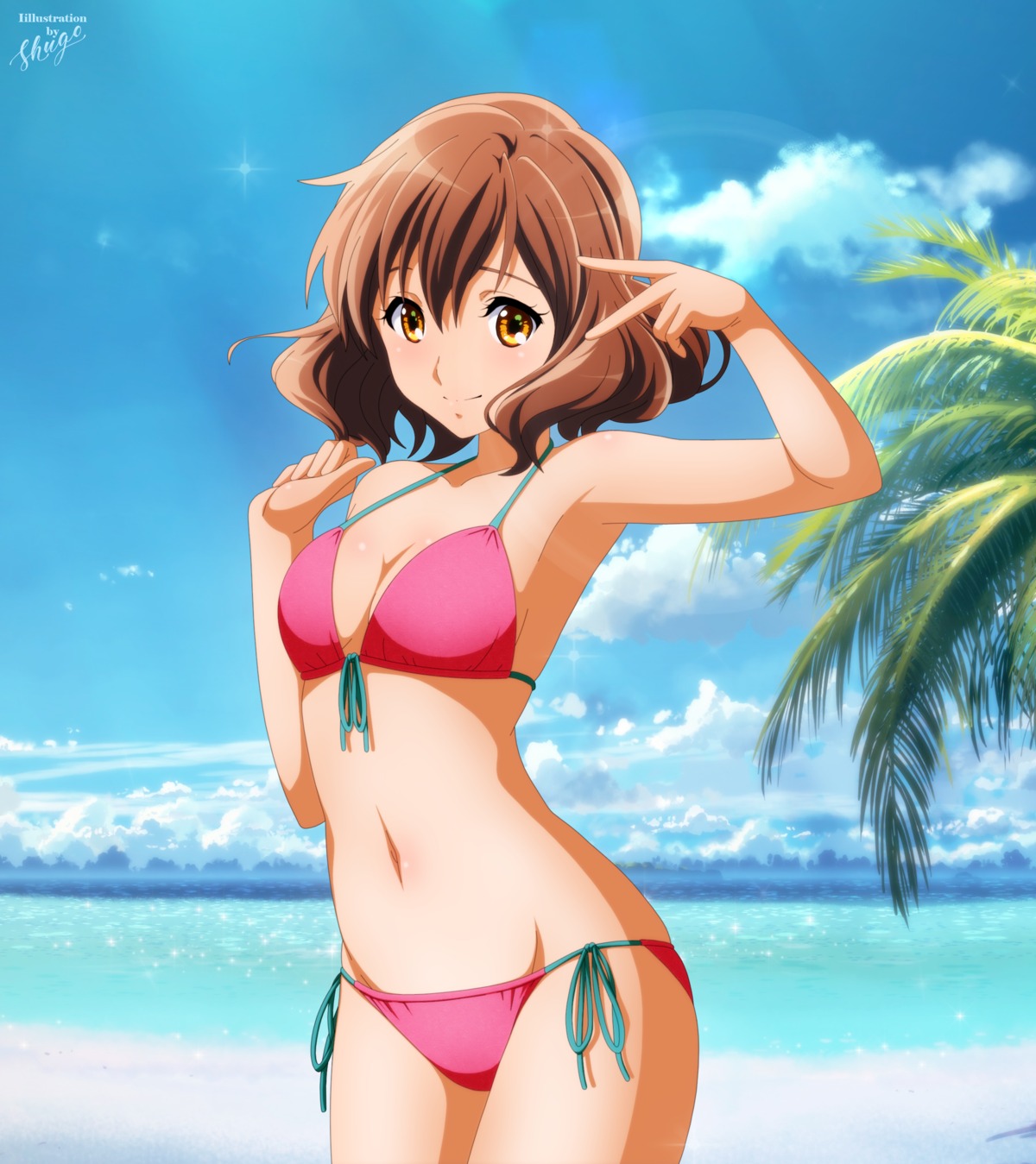 bikini, cleavage, hibike!_euphonium, oumae_kumiko, shugo19, swimsuits