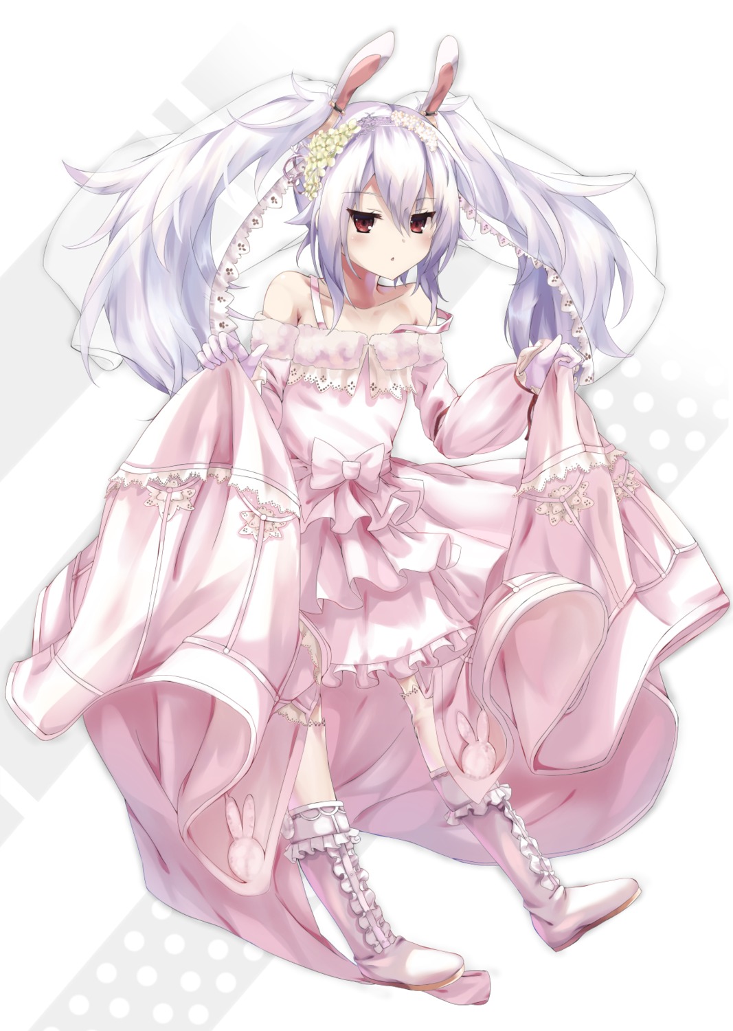 animal_ears, azuki_shiori, azur_lane, bunny_ears, dress, laffey_(azur_lane), thighhighs
