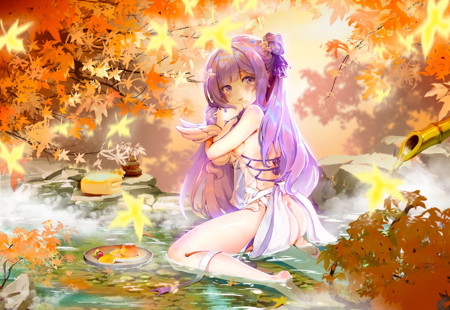 ass, azur_lane, naked_apron, see_through, theleopardcat, unicorn_(azur_lane), wet