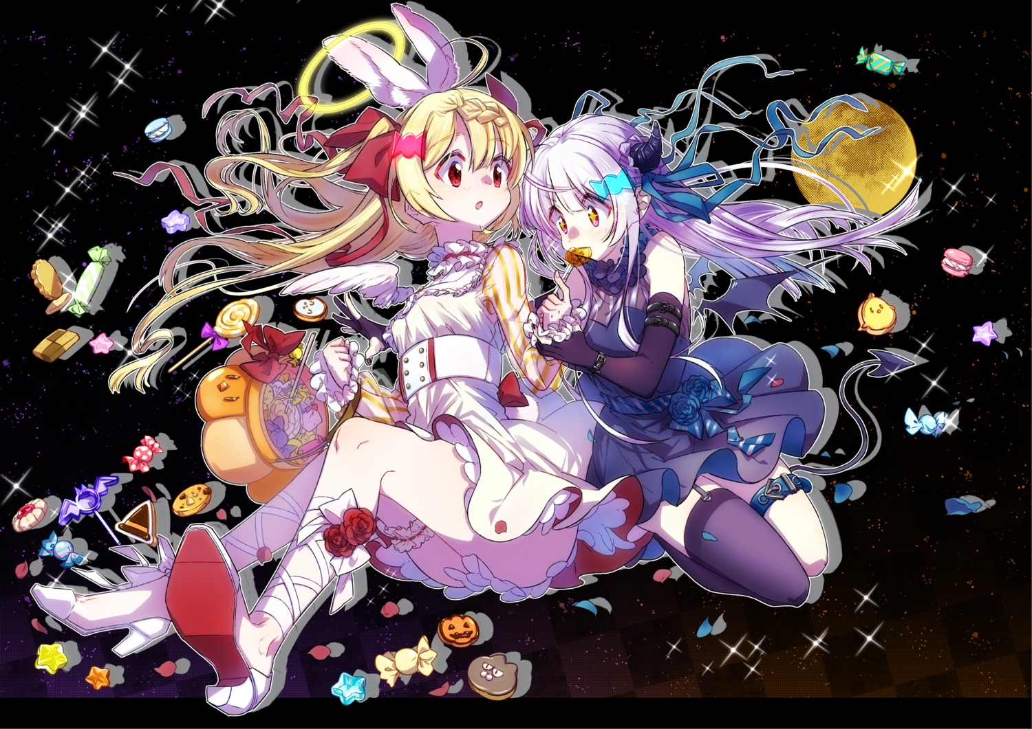 animal_ears, azur_lane, bunny_ears, crescent_(azur_lane), cygnet_(azur_lane), garter, gorillapanz, halloween