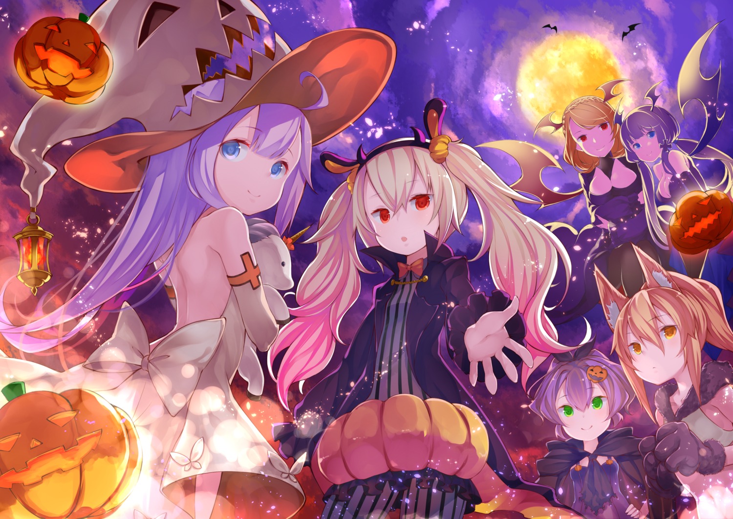 animal_ears, ayanami_(azur_lane), azur_lane, bunny_ears, dress, halloween, illustrious_(azur_lane), javelin_(azur_lane)