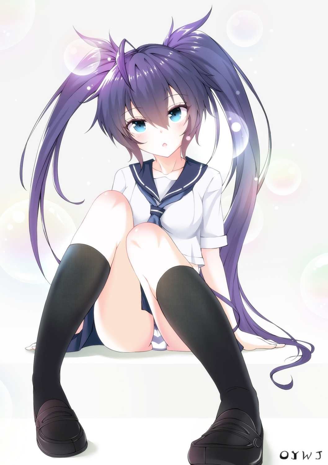 black_rock_shooter, black_rock_shooter_(character), oywj, pantsu, seifuku, shimapan, skirt_lift