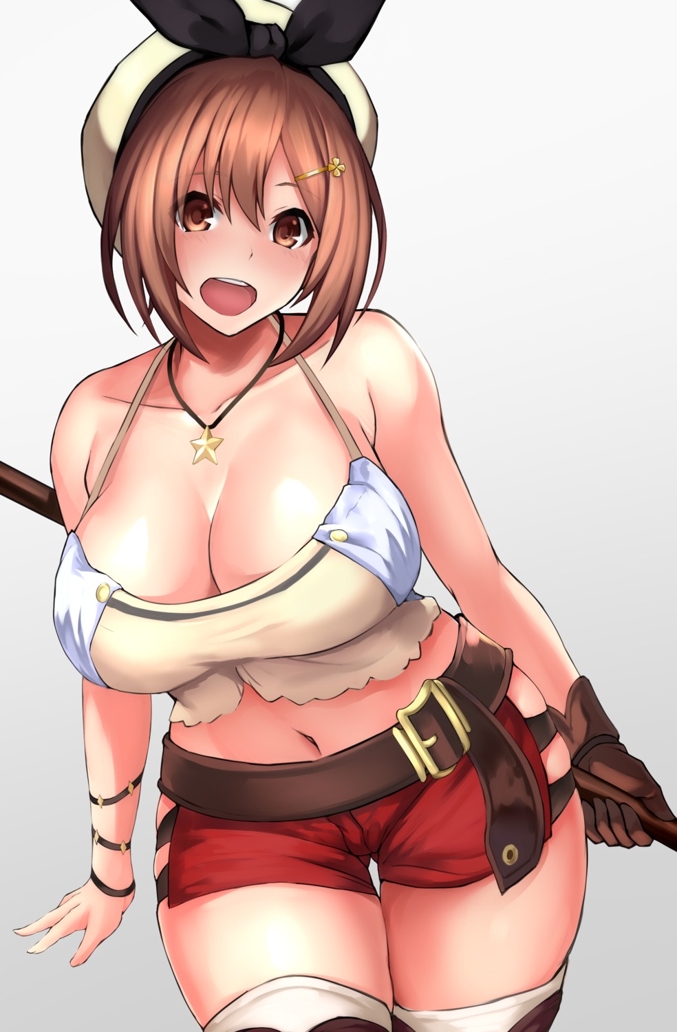 atelier, atelier_ryza, cleavage, reisalin_stout, thighhighs, weapon, yashichii