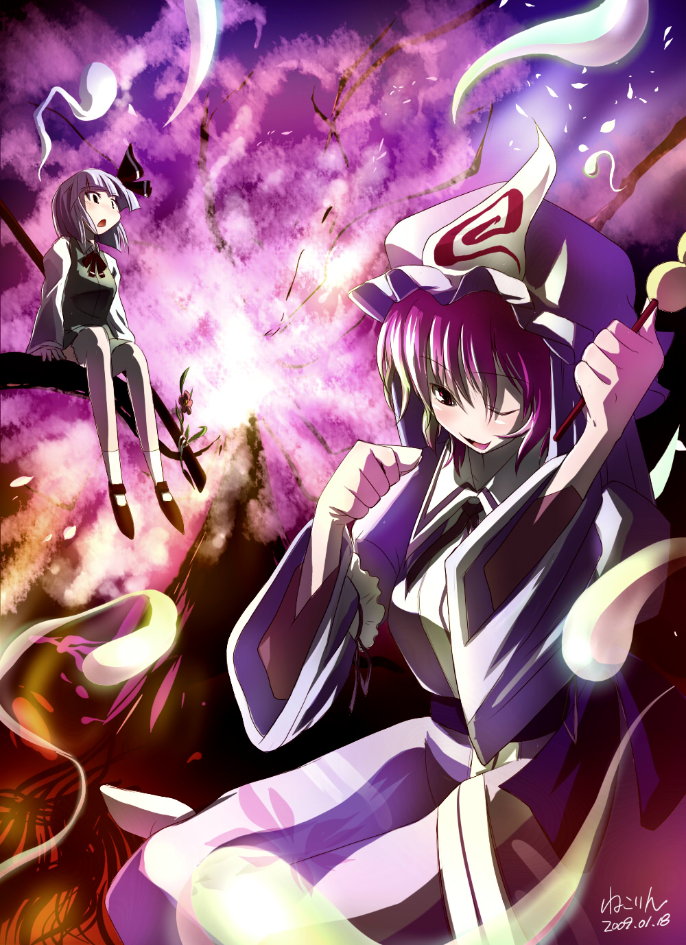 konpaku_youmu, myon, nekorin, saigyouji_yuyuko, touhou