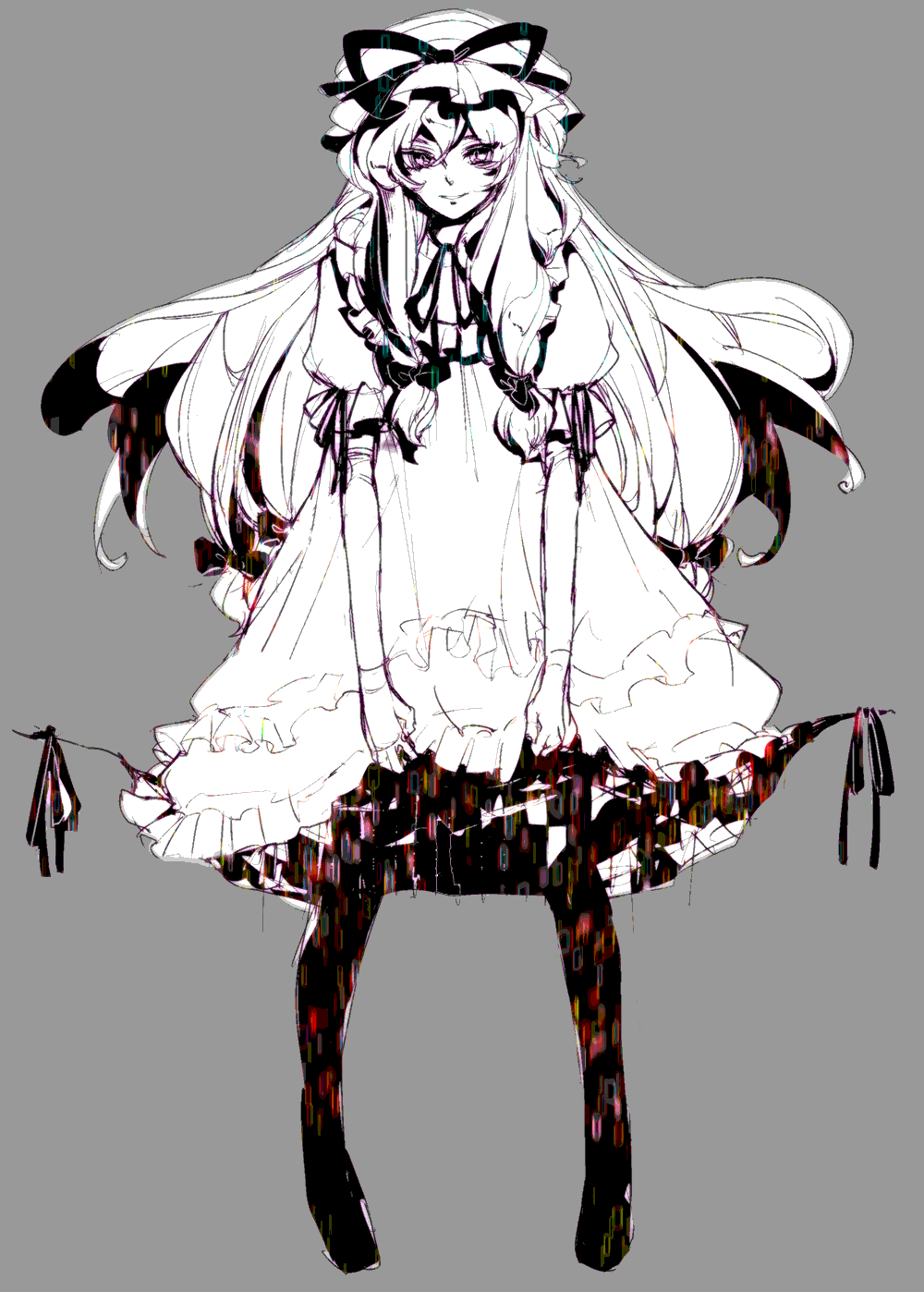 monochrome, touhou, yakumo_yukari, yukizen