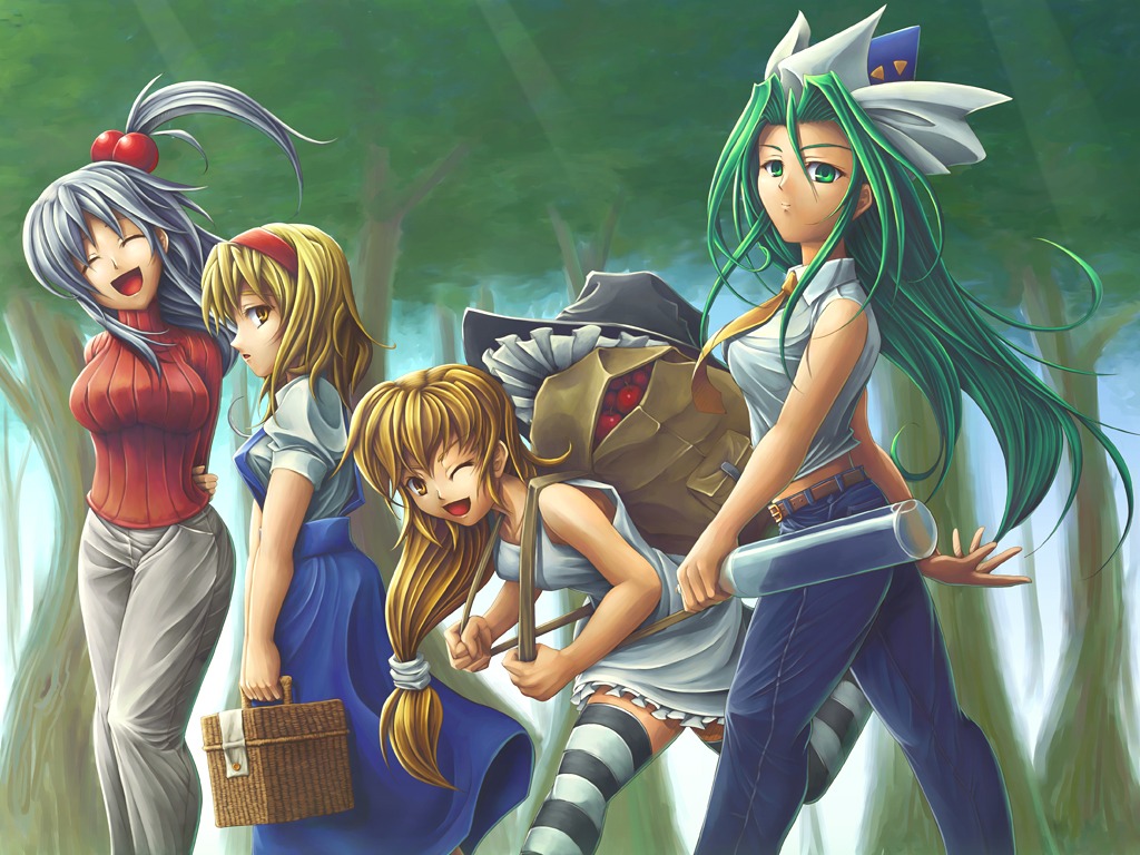 alice_margatroid, kirisame_marisa, mima, shinki, touhou, tubane, wallpaper