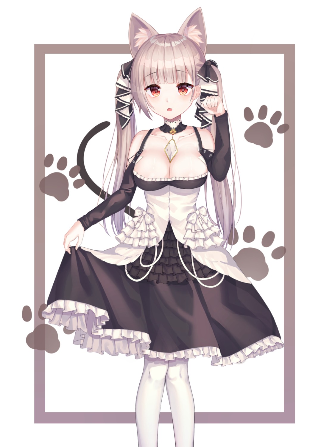 animal_ears, azur_lane, formidable_(azur_lane), gothic_lolita, lolita_fashion, nekomimi, no_bra, shiro_(acad1213)