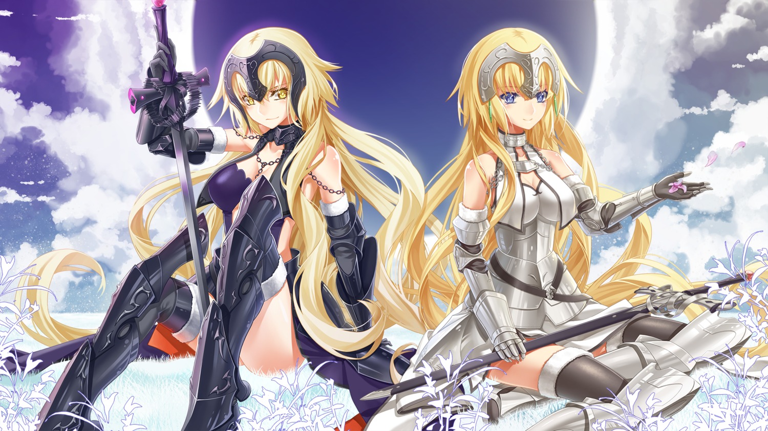armor, cleavage, cross_akiha, fate/grand_order, jeanne_d'arc, jeanne_d'arc_alter_(fate), sword, thighhighs