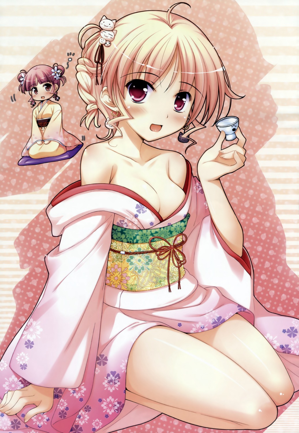 agnes_boulange, cleavage, kimono, ko~cha, minette, shukufuku_no_campanella
