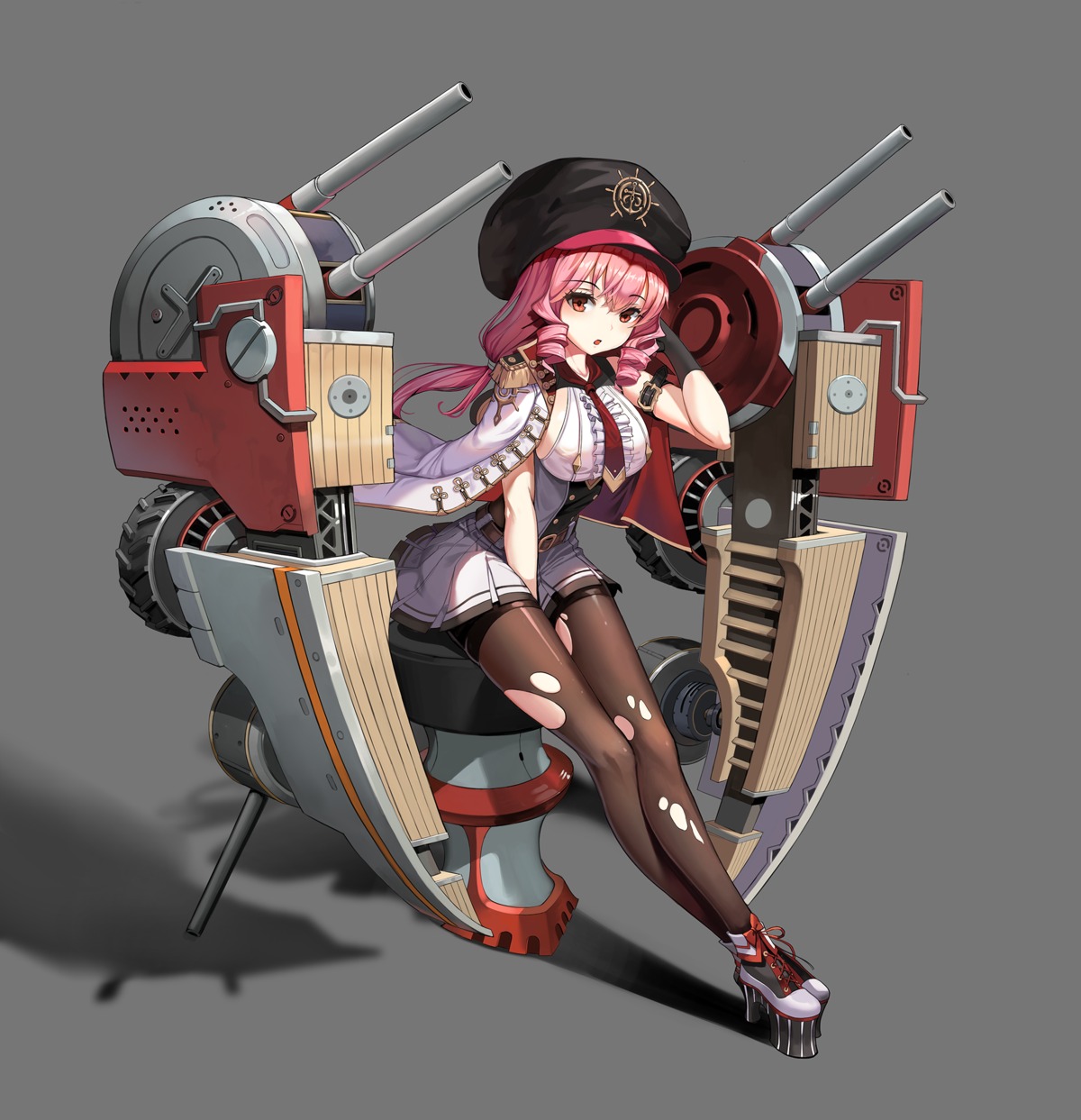 merchant91, pantyhose, torn_clothes, uniform, weapon