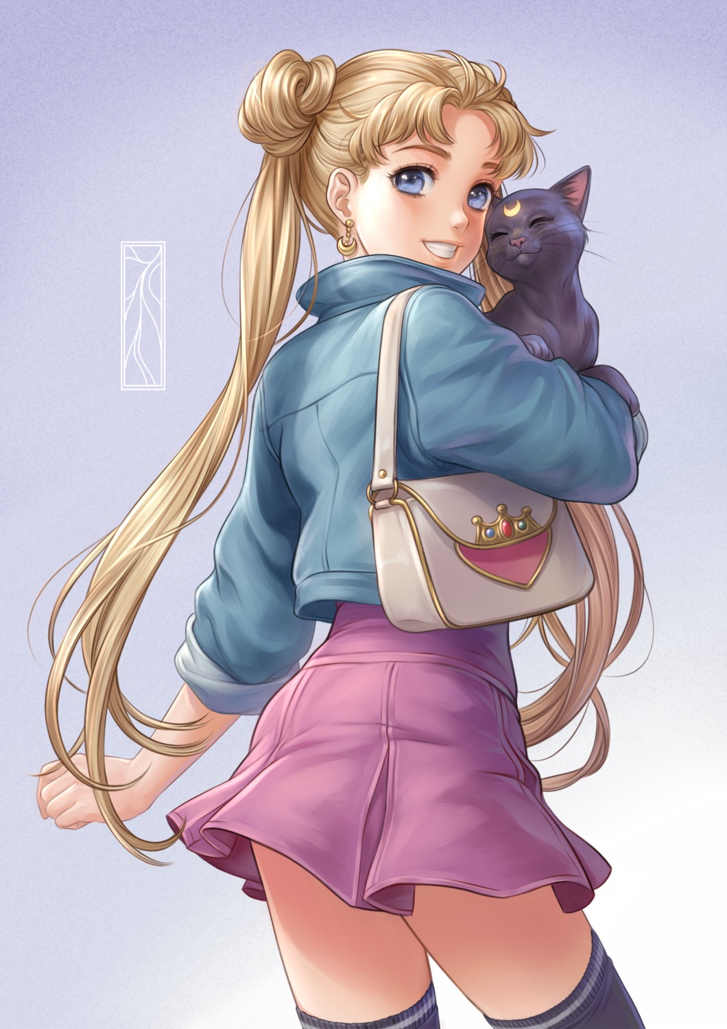 bishoujo_senshi_sailor_moon, kotikomori, luna_(sailor_moon), neko, skirt_lift, thighhighs, tsukino_usagi