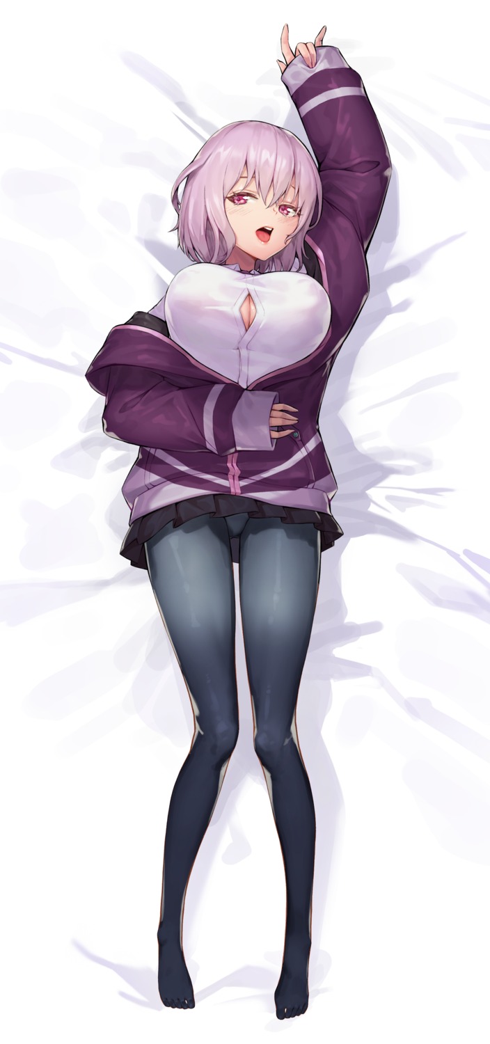 cleavage, dakimakura, gridman_universe, no_bra, pantyhose, seifuku, shinjou_akane, skirt_lift, sseli, ssss.gridman