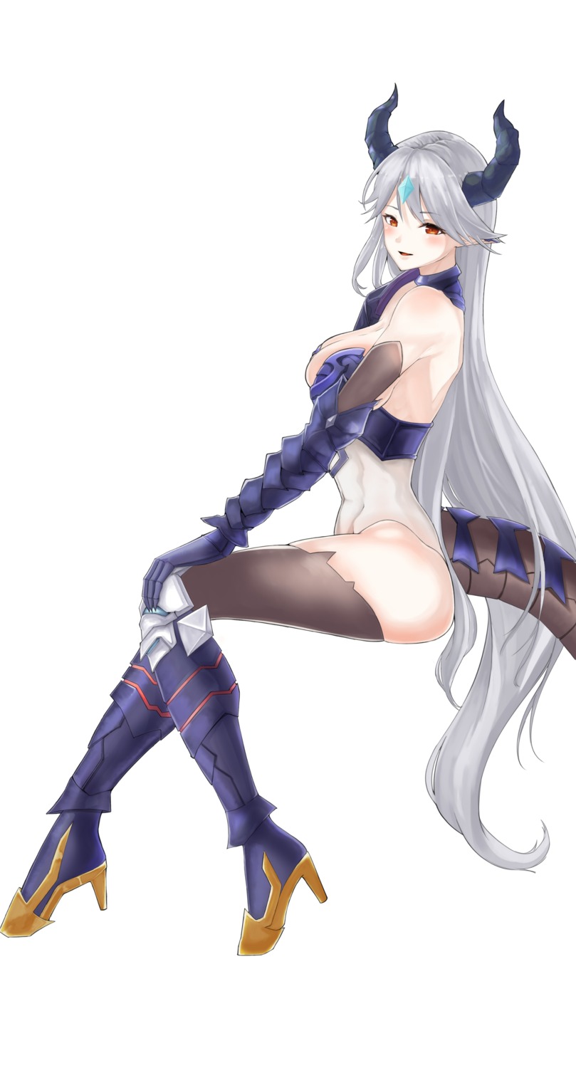 armor, epic7, heels, horns, leotard, luna_(epic7), pointy_ears, tagme