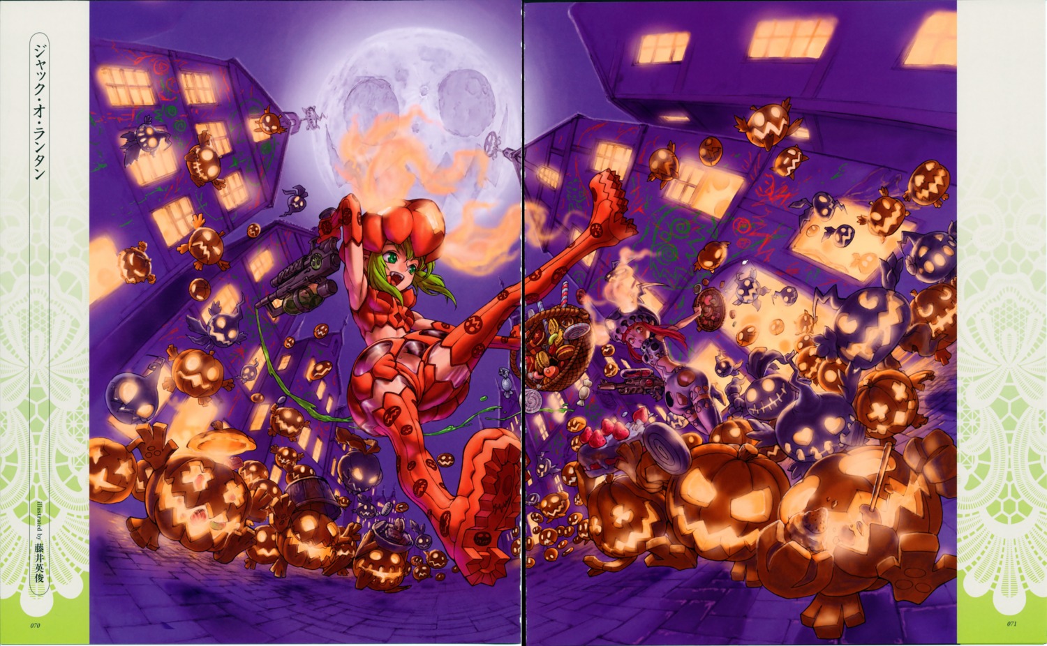 fixme, fujii_hidetoshi, gap, gun, halloween, thighhighs