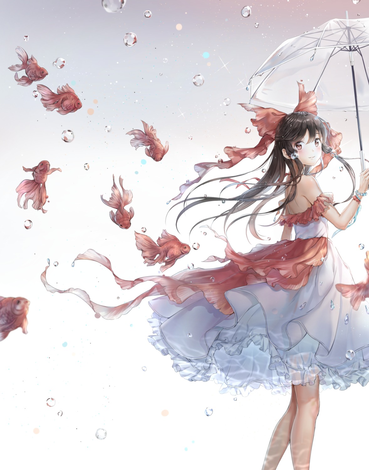 dress, hakurei_reimu, hoshi_ame, see_through, skirt_lift, touhou, umbrella