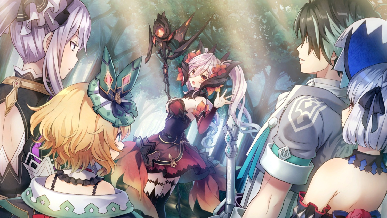 charlotta_(ryuusei_no_varnir), compile_heart, dress, game_cg, horns, minessa, ryuusei_no_varnir, thighhighs