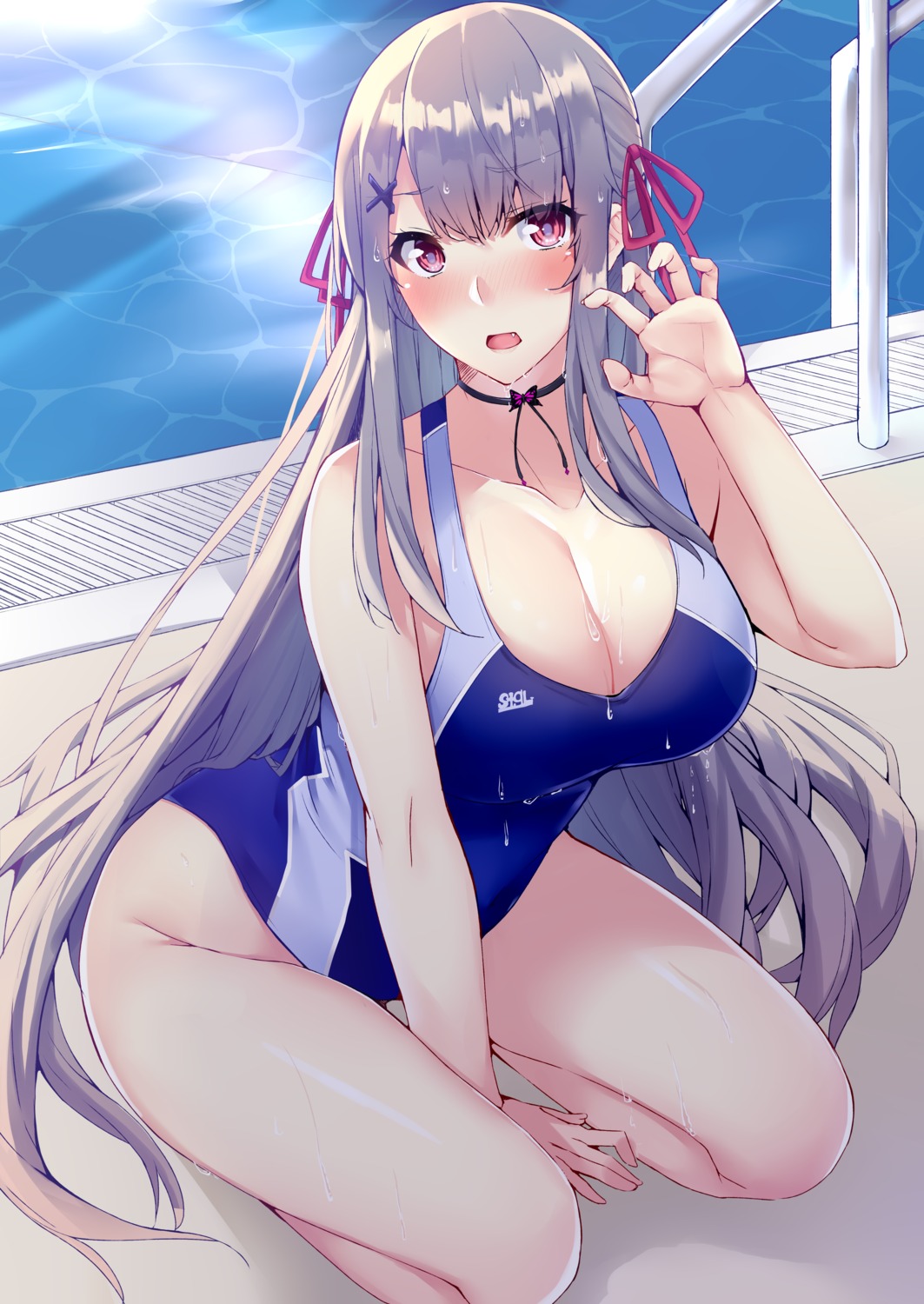 cleavage, kaeru_no_ashi, swimsuits, wet
