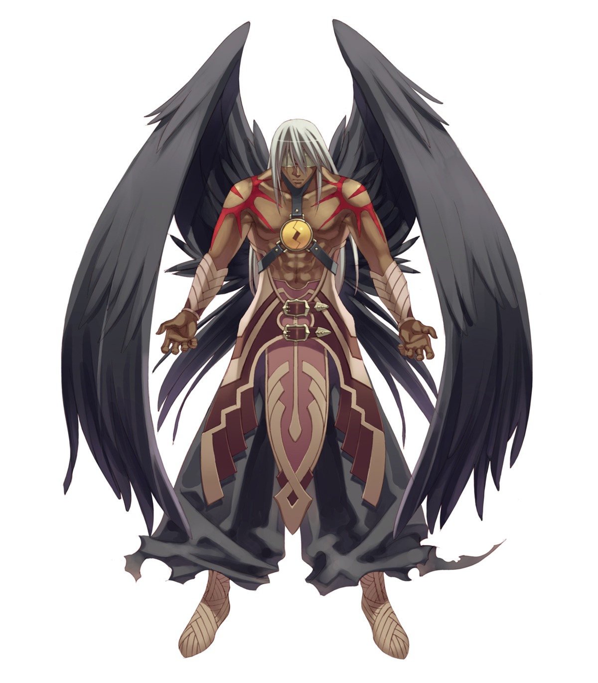 angel, bandages, earth, eyepatch, hirano_katsuyuki, idea_factory, male, spectral_vs_generation, wings