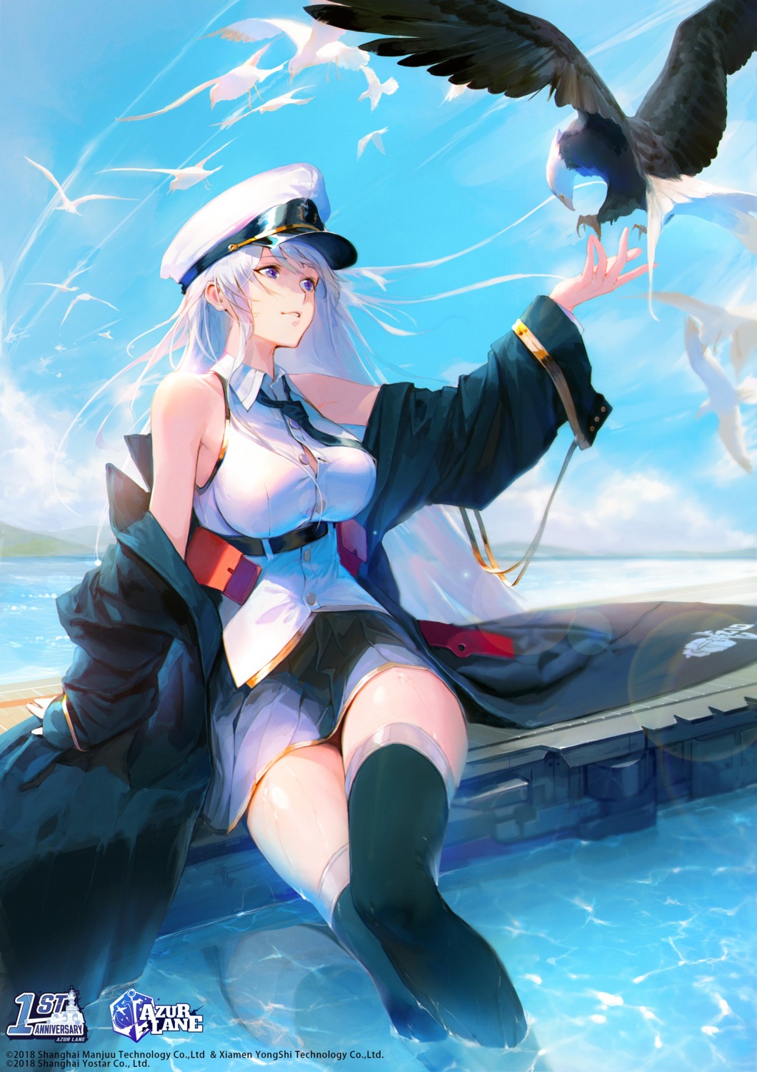azur_lane, enterprise_(azur_lane), shogo_(shogo), thighhighs, uniform, wet