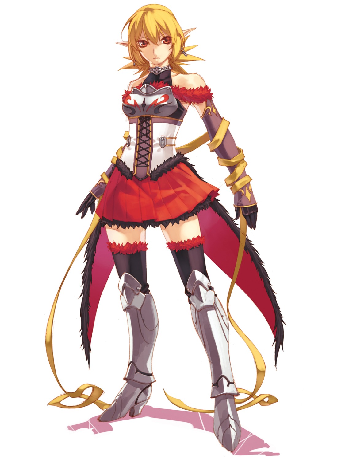 armor, elf, hirano_katsuyuki, pointy_ears, roze, spectral_souls, spectral_souls_ii, thighhighs