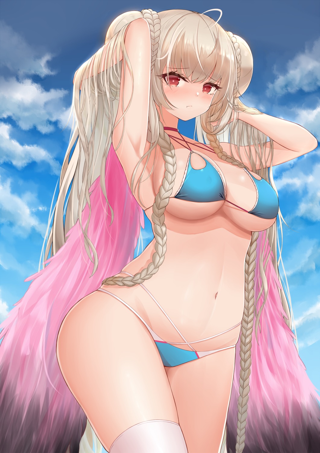 azur_lane, bikini, formidable_(azur_lane), minoshi, swimsuits, thighhighs