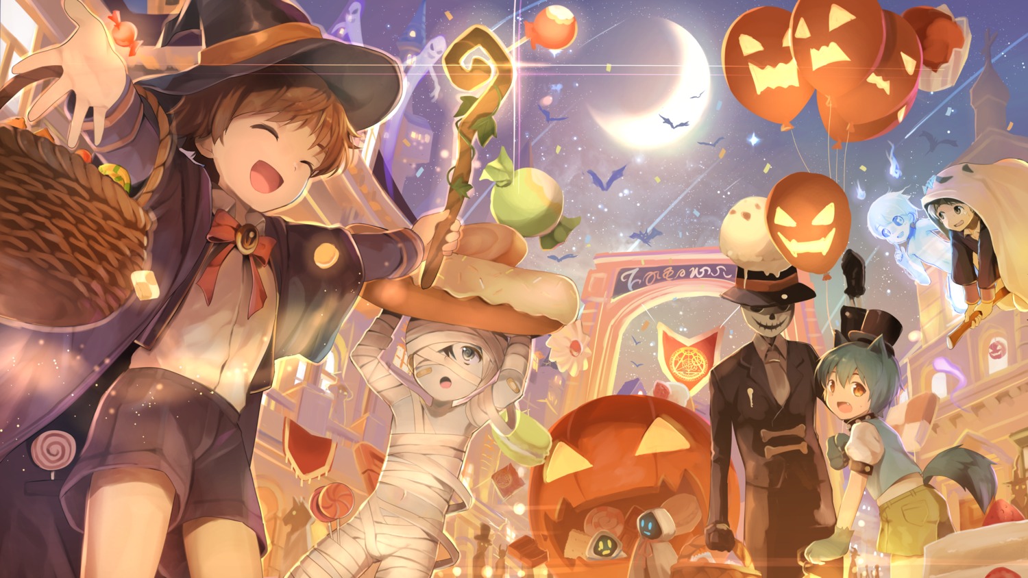 animal_ears, bandages, cocolo_(co_co_lo), halloween, male, nekomimi, tail