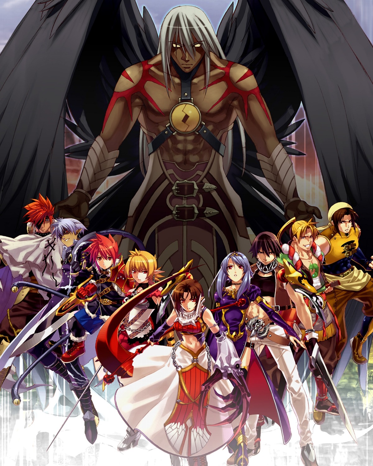 angel, armor, devil, dress, earth, erile, eyepatch, generation_of_chaos