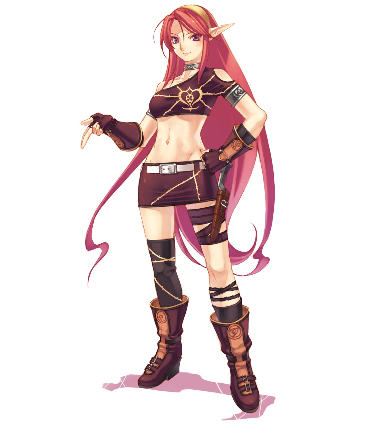 elf, garter, hirano_katsuyuki, pointy_ears, rosette, spectral_souls, spectral_souls_ii, sword