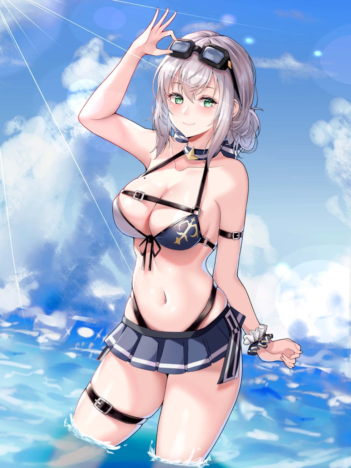 akinatsu_meguru, bikini, garter, hololive, shirogane_noel, swimsuits, wet
