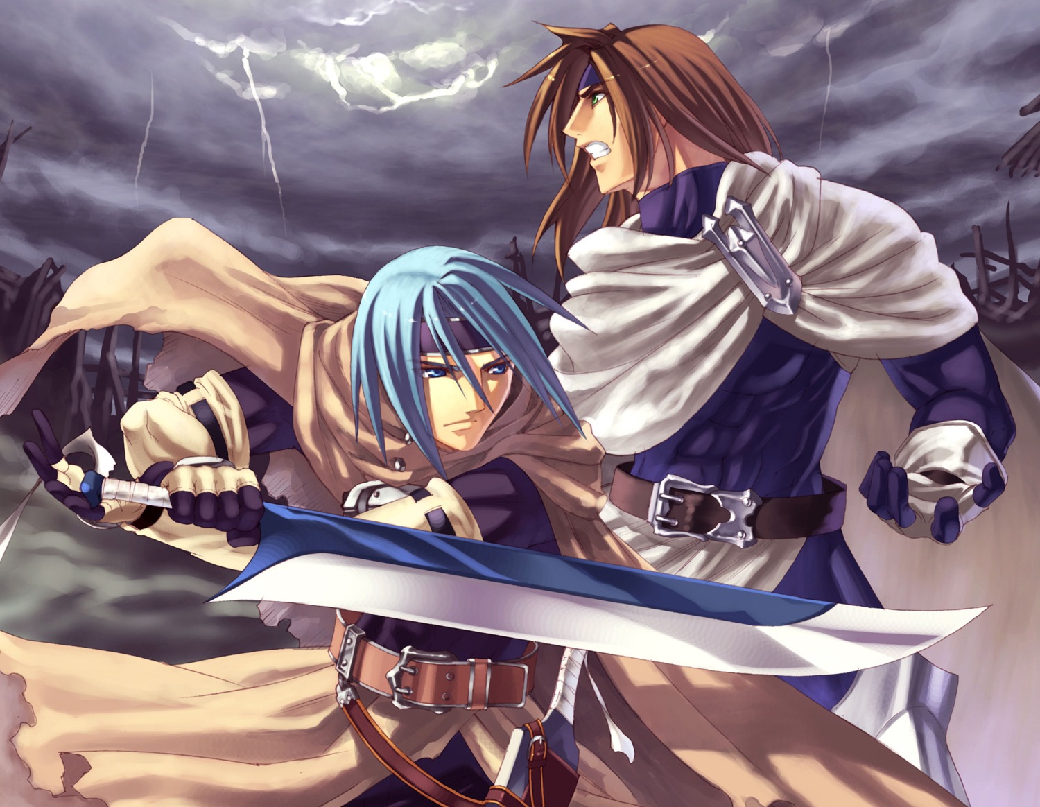 idea_factory, male, scarface, spectral_souls, spectral_souls_ii, sword, tagme, torn_clothes