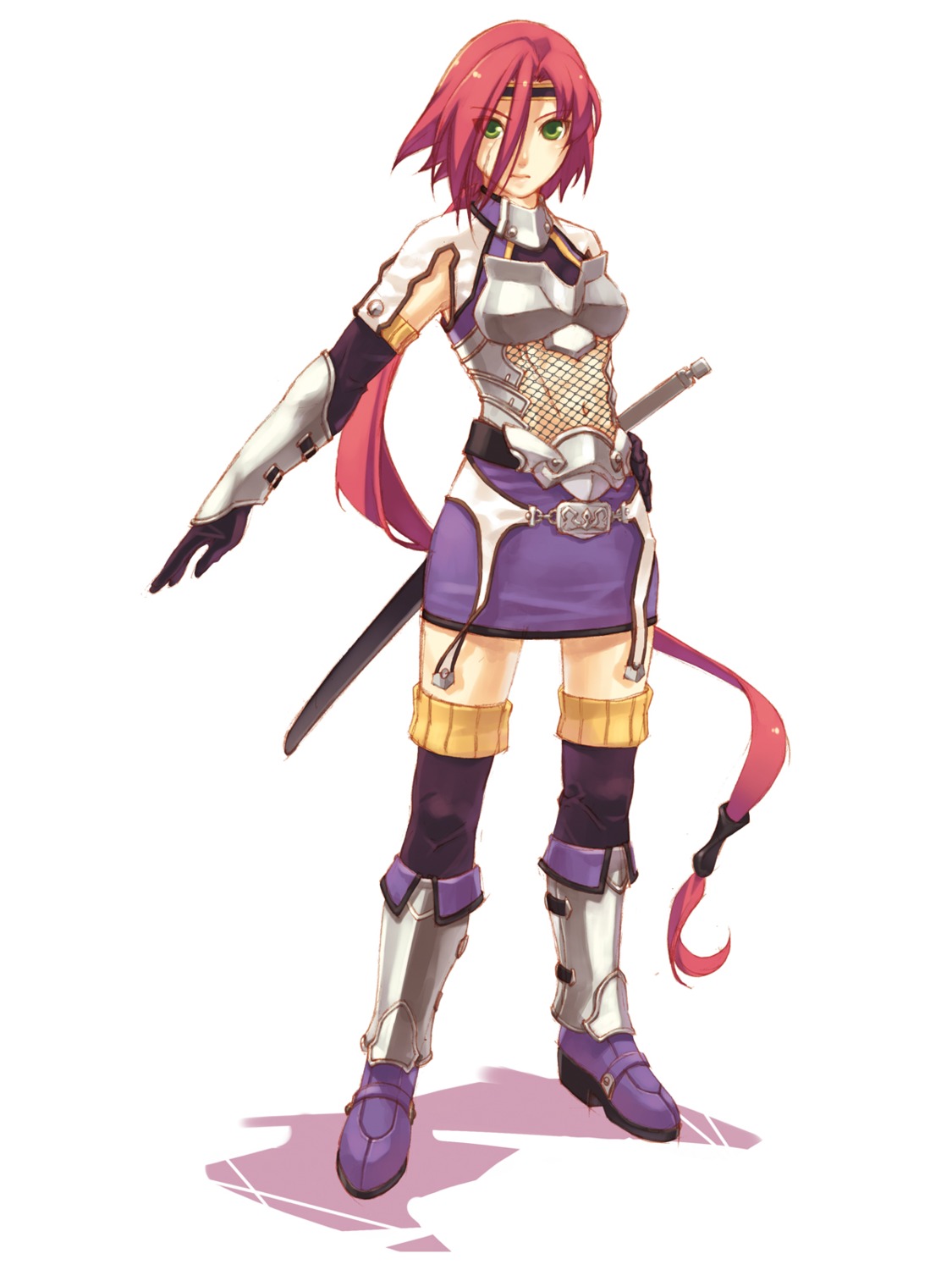 armor, fishnets, hirano_katsuyuki, leila, ninja, see_through, spectral_souls, spectral_souls_ii, sword, thighhighs