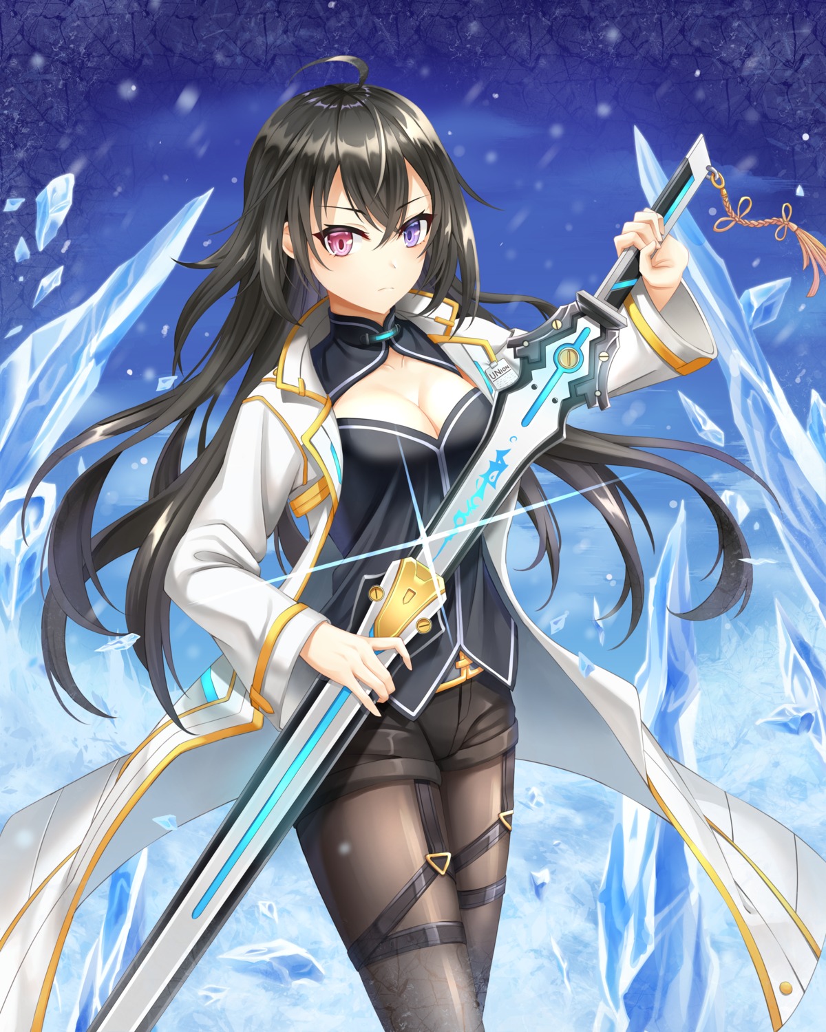 bai_winchester, cleavage, closers, garter, pantyhose, star-ring, sword