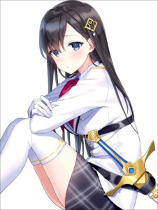 masuishi_kinoto, sword, thighhighs, uniform