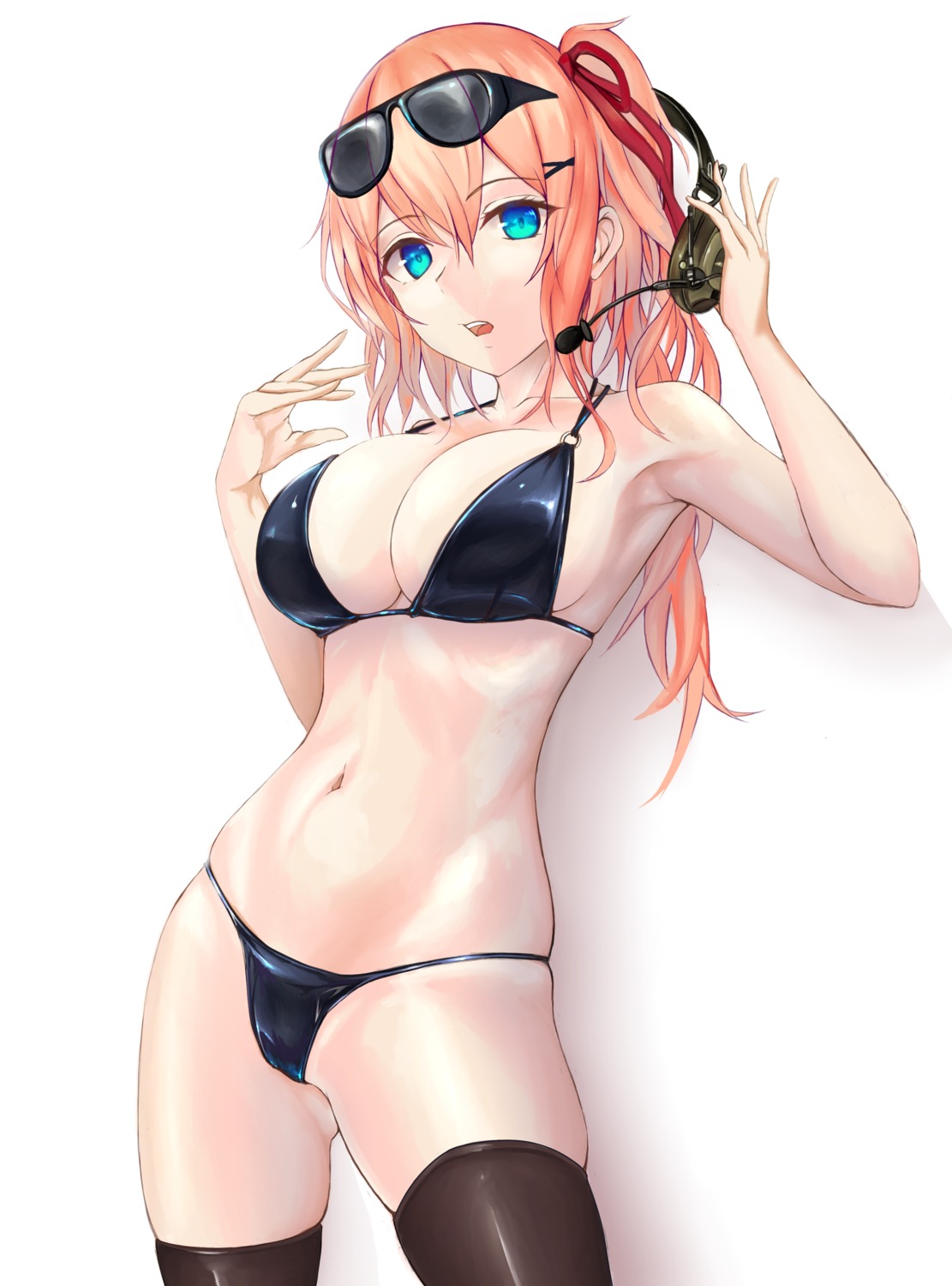 bikini, cleavage, franz_(217franz), girls_frontline, kalina_(girls_frontline), megane, swimsuits, thighhighs