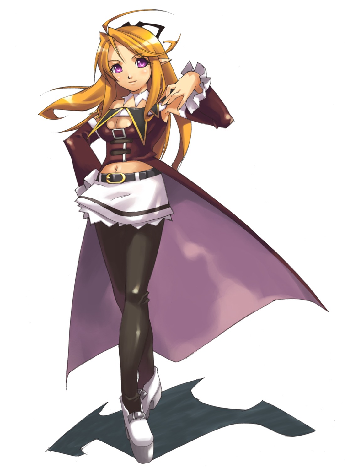 cleavage, elf, gakuen_toshi_vara_noir, hirano_katsuyuki, idea_factory, nail_(spectral_souls), pantyhose, pointy_ears