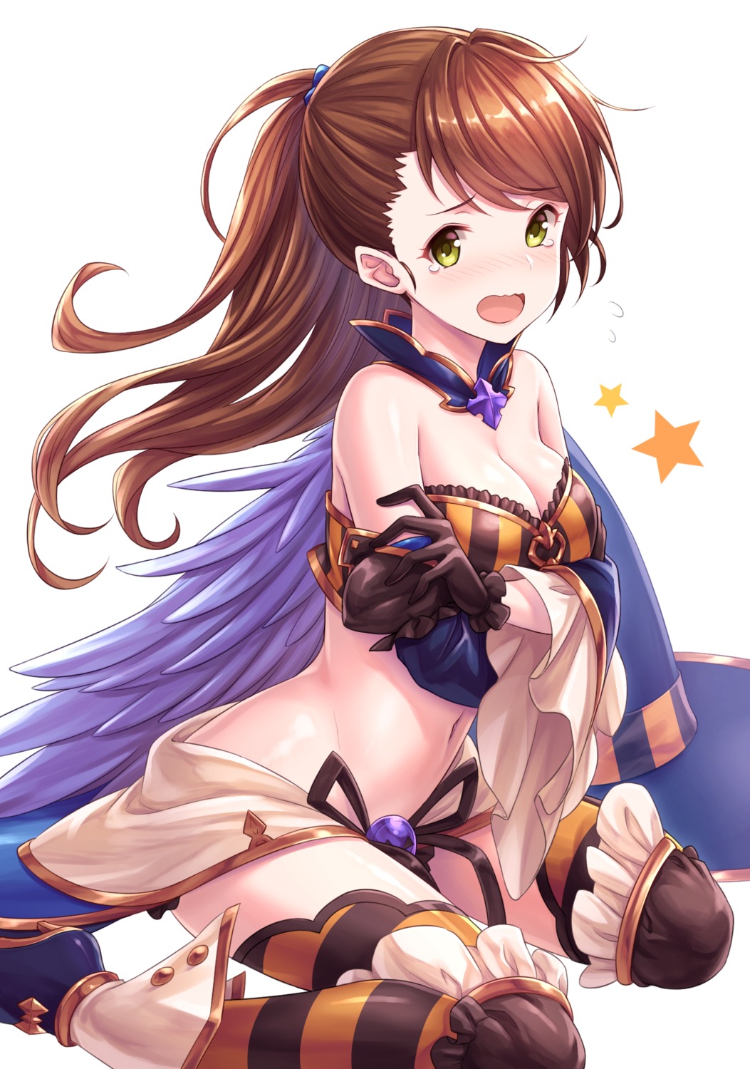 beatrix_(granblue_fantasy), breast_hold, cleavage, granblue_fantasy, heels, nopan, thighhighs, tomo_(tmtm_mf_mf)