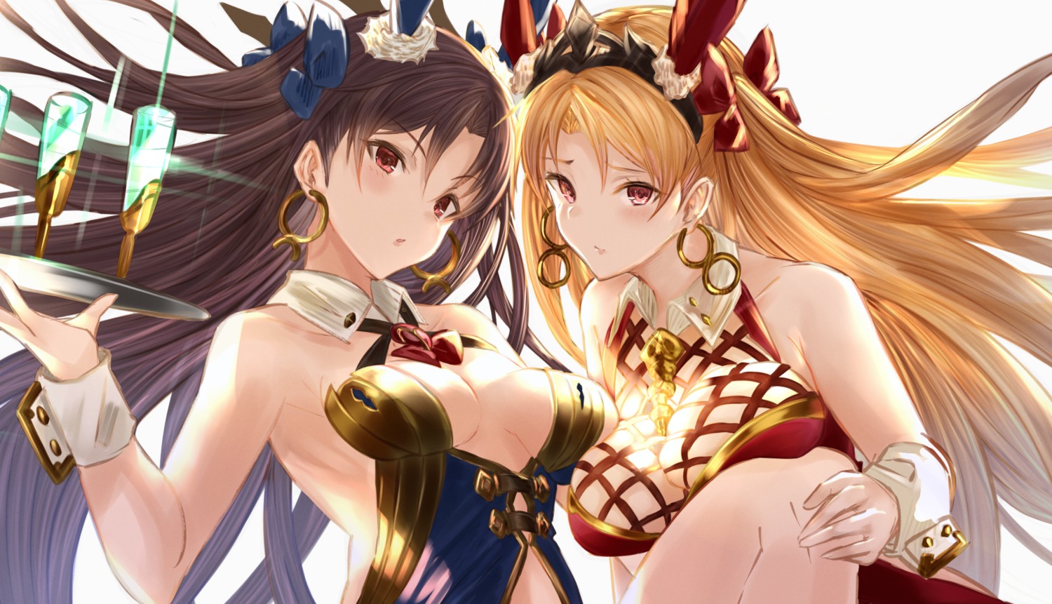 animal_ears, bikini_armor, bunny_ears, ereshkigal_(fate), fate/grand_order, ishtar_(fate), no_bra, yatsuka_(846)