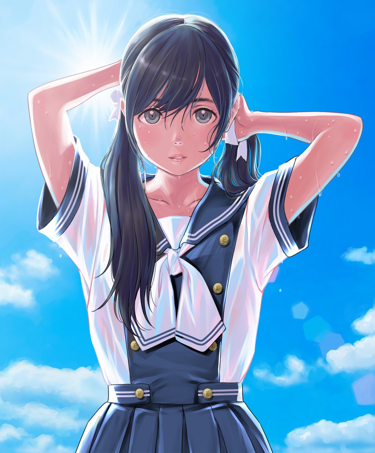 lover, mino_taro, see_through, seifuku, takamura_riria, wet_clothes