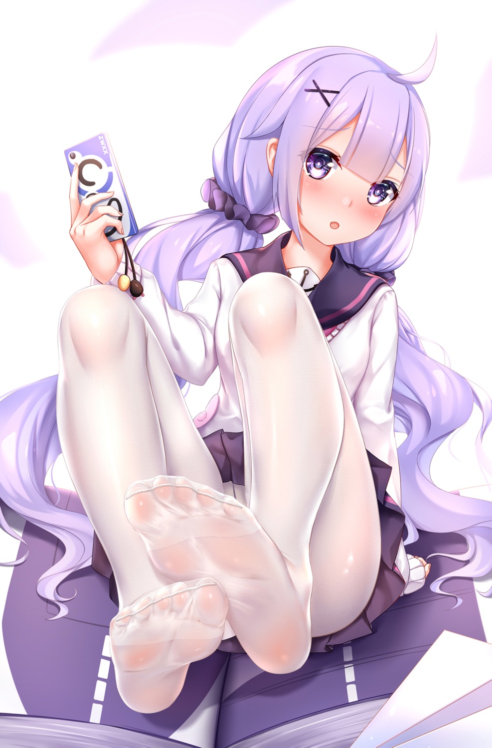 azur_lane, chao_wu_xing_xian, feet, pantyhose, skirt_lift, sweater, unicorn_(azur_lane)