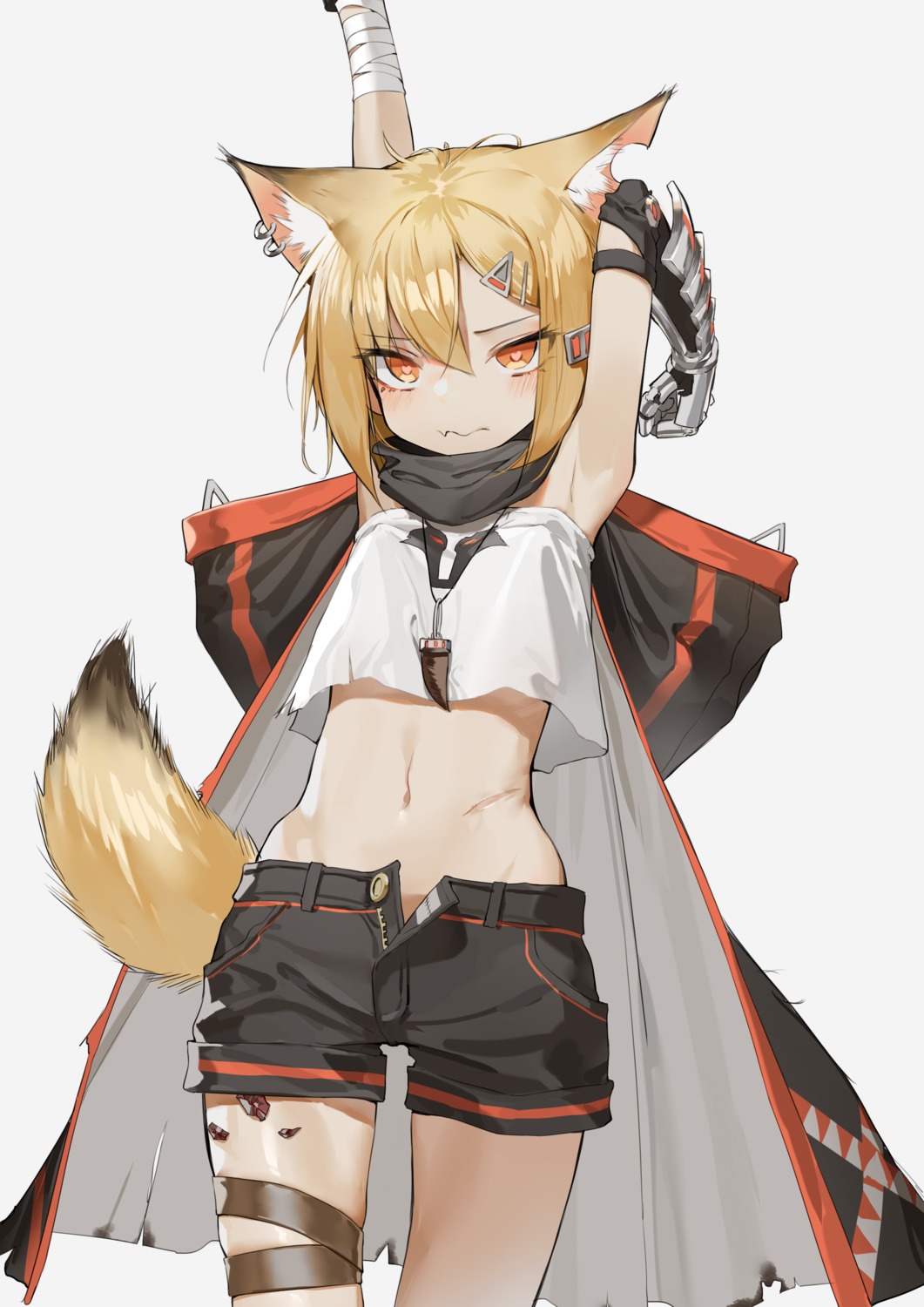 animal_ears, arknights, armor, bandages, garter, kentllaall, tail, vermeil_(arknights)