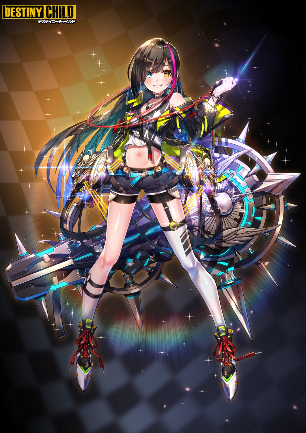 destiny_child, heterochromia, kt._(kaisou-notagui), stockings, thighhighs, weapon