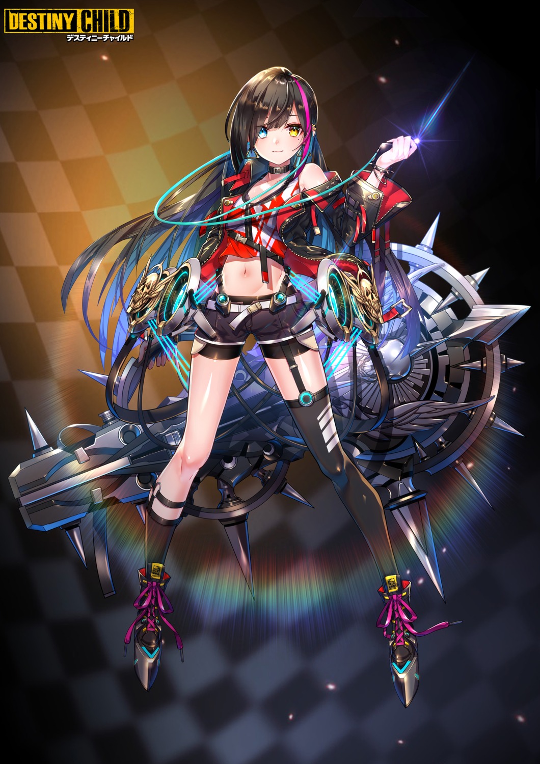 destiny_child, heterochromia, kt._(kaisou-notagui), stockings, thighhighs, weapon